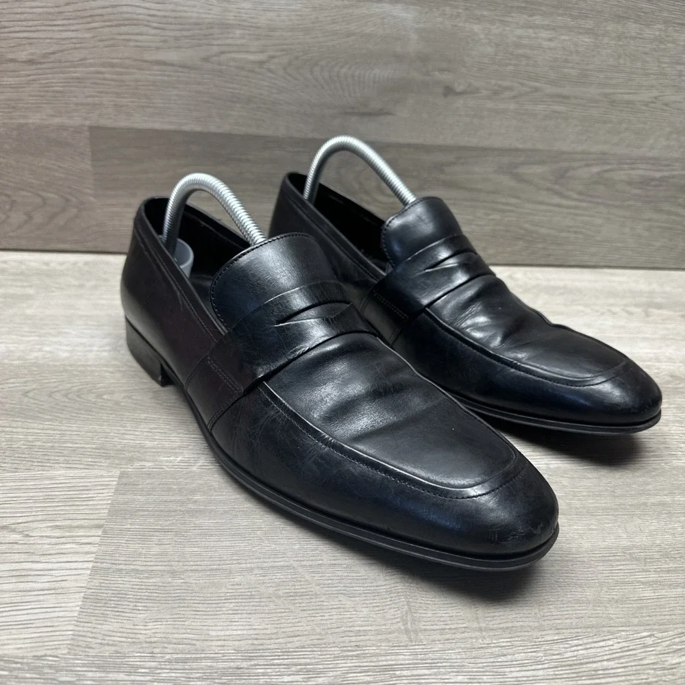 To‎ Boot New York Adam Derrick Mens 10.5 Black Leather Penny Loafers Dress Shoes
